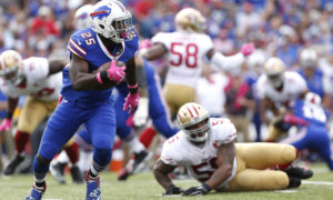 Buffalo Bills running back LeSean McCoy (25) runs with the ball during the first half against the San Francisco 49ers at New Era Field. Mandatory Credit: Kevin Hoffman-USA TODAY Sports